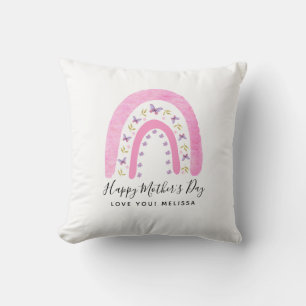 Pretty Girly Pink Rainbow Mother's Day Cushion