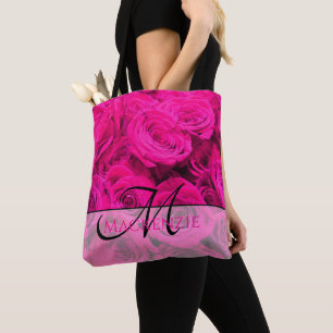 Pretty girly pink roses tote bag