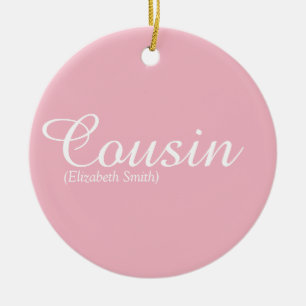 Pretty Girly Pink Script Cool Cousin Definition Ceramic Tree Decoration