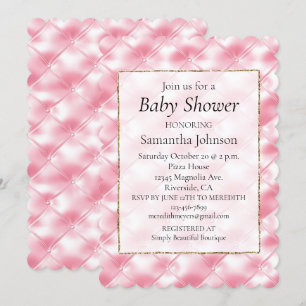 Pretty Girly Pink Tufts Baby Shower Invitation