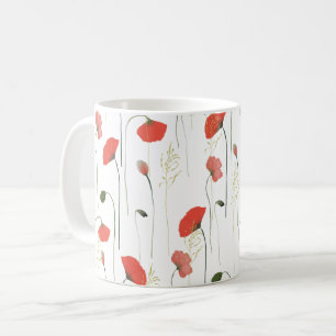 Pretty Girly Poppies Floral Pattern Coffee Mug