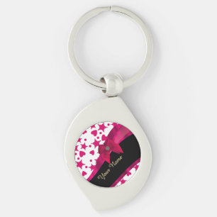 Pretty girly red and white patterned monogram key ring