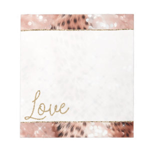 Pretty Girly Rose Gold Leopard Bokeh Notepad