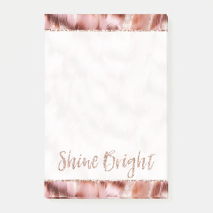 Pretty Girly Rose Gold Zebra Glitter Shine Bright Post-it Notes