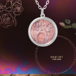 Pretty Girly Salmon Pink Flowers Marble Silver Plated Necklace<br><div class="desc">Beautiful new design: Flowers on Marble! This beautiful, SALMON PINK PEACH PINK design is unique and one of a kind. It's perfect for showing off your style. The digital flowers on a marble background in beautiful soft peach pink and salmon pink colour with a little shade of purple is a...</div>