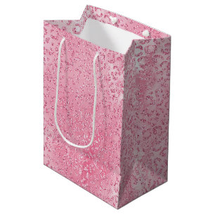 Pretty Girly Sugar Pink Glitter Leopard Medium Gift Bag