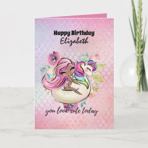 Pretty Girly You Look Cute Today Unicorn Pink Card