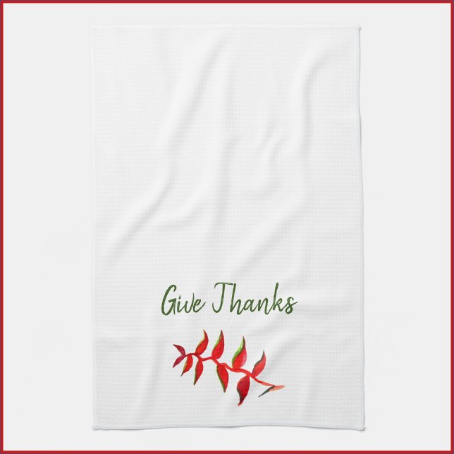 Pretty Give Thanks Floral Tea Towel (Creator Uploaded)