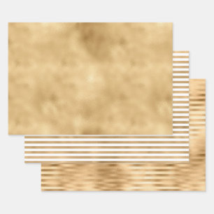 Pretty Glam Gold Stripes Wrapping Paper Sheet