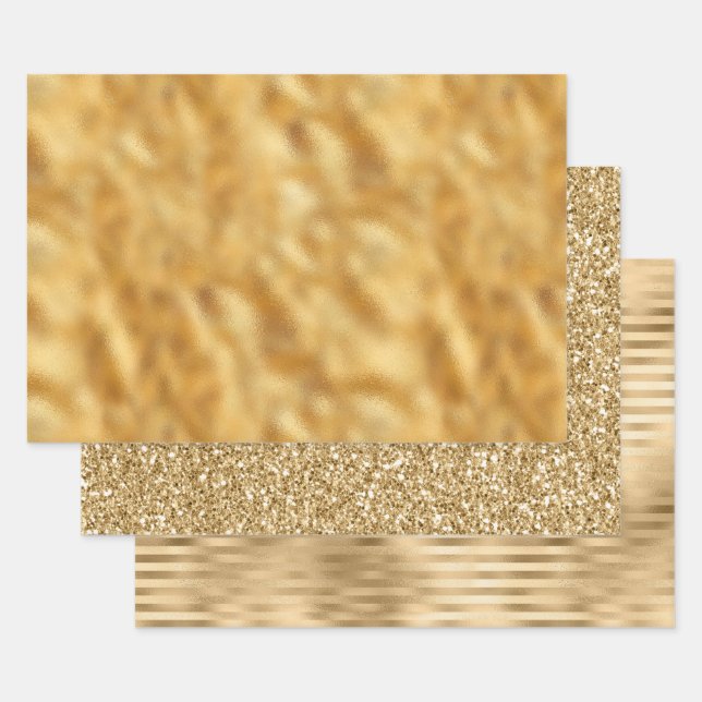 Pretty Glam Gold Wrapping Paper Sheet (Set)