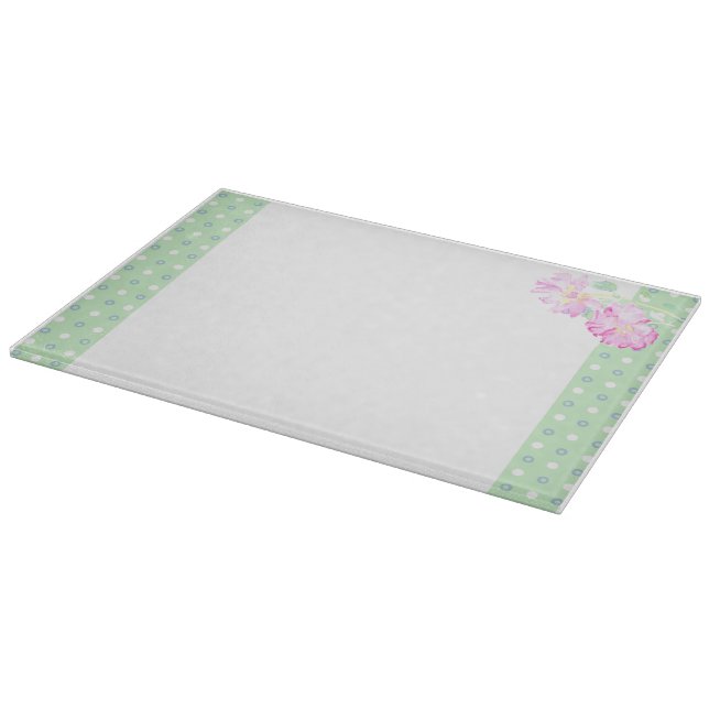 Pretty Glass Cutting Board: Two Pink Roses Board (Corner)