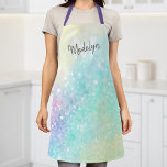 Pretty Glitter Holographic Iridescent Girly Apron<br><div class="desc">A trendy pretty chic bokeh glitter background in beautiful pastel colours. You can easily personalise with your custom monogram and/or name.</div>
