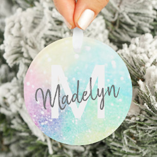 Pretty Glitter Holographic Iridescent Girly Ornament