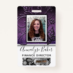 Pretty Glitter Professional CNA Nurse Photo Name ID Badge