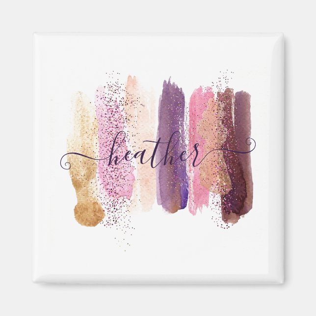 Pretty glitter smear personalised  magnet (Front)