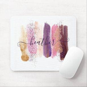 Pretty glitter smear personalised mouse mat