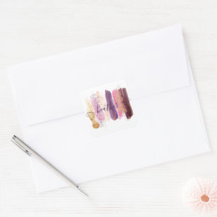 Pretty glitter smear personalized square sticker
