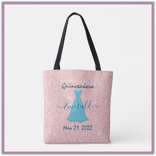 Pretty Glittering Quinceanera Pink Tote Bag