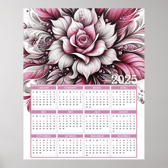 Pretty Glittery Lily 2025 Calendar Poster (Front)