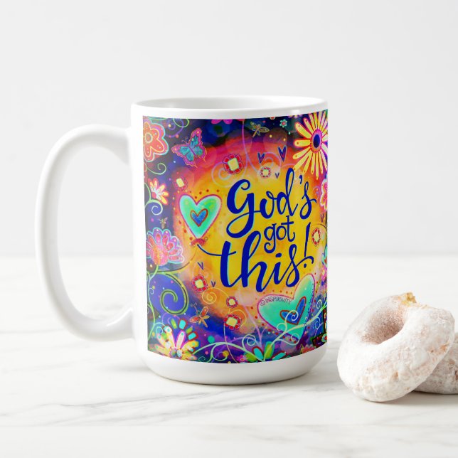 Pretty God’s Got This Quote Inspirivity  Coffee Mug (With Donut)
