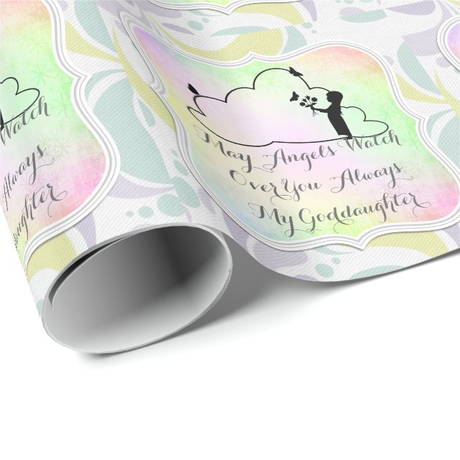 Pretty Goddaughter Child Gift Personalised Wrapping Paper (Roll Corner)