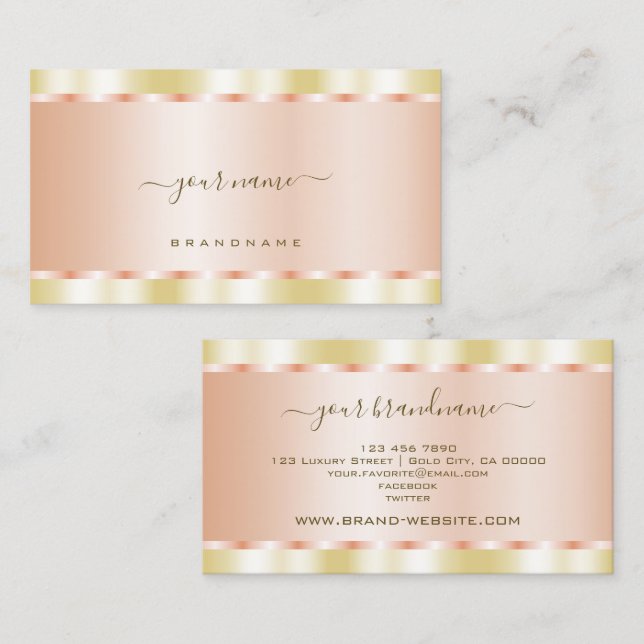 Pretty Gold and Rose Gold Effect Luxury and Modern Business Card (Front/Back)