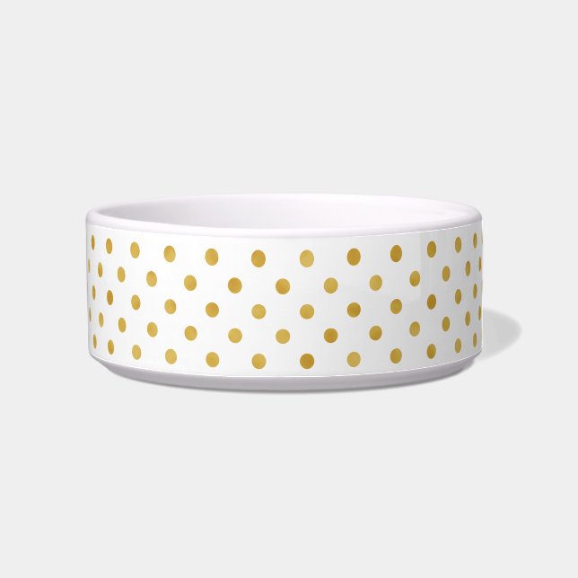 Pretty gold and white polka dots patterns monogram bowl (Right)