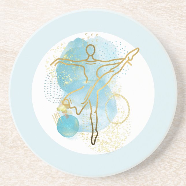 Pretty Gold Ballerina Watercolor Abstract  Coaster (Front)