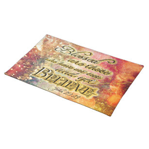 Pretty Gold Blessed Spiritual Scripture Christian Placemat