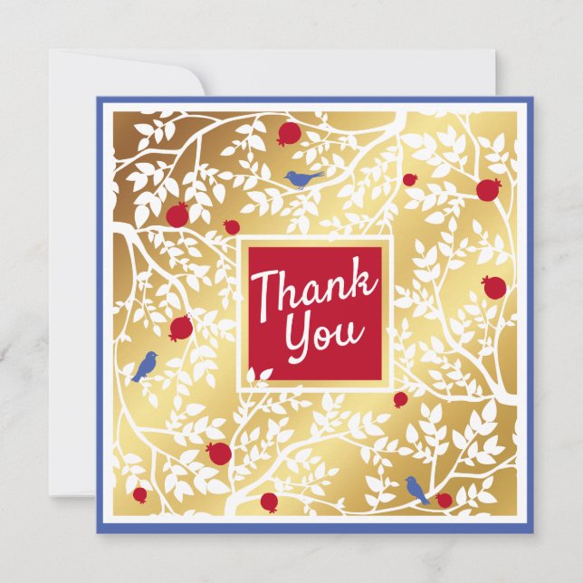 Pretty Gold Botanical Paper Cut Thank You  (Front)