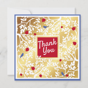 Pretty Gold Botanical Paper Cut Thank You 