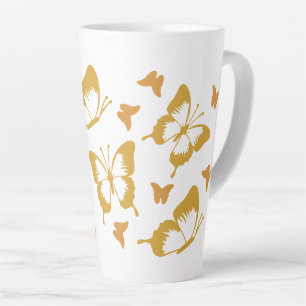 Pretty Gold Butterflies Spring Theme Latte Mug