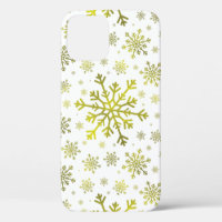 Pretty Gold Christmas Snowflakes on Winter White