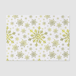 Pretty Gold Christmas Snowflakes on Winter White Tissue Paper