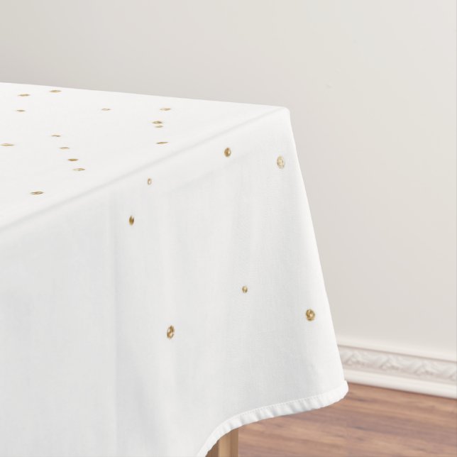 Pretty Gold dots floral Tablecloth (In Situ)