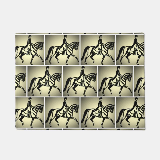 Pretty Gold Dressage Rider Doormat (Front)