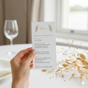 Pretty gold effect petals wedding table menu