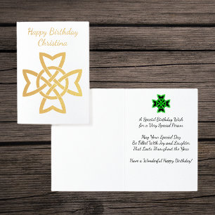 Pretty Gold Foil Irish Celtic Knot Birthday Wish Card