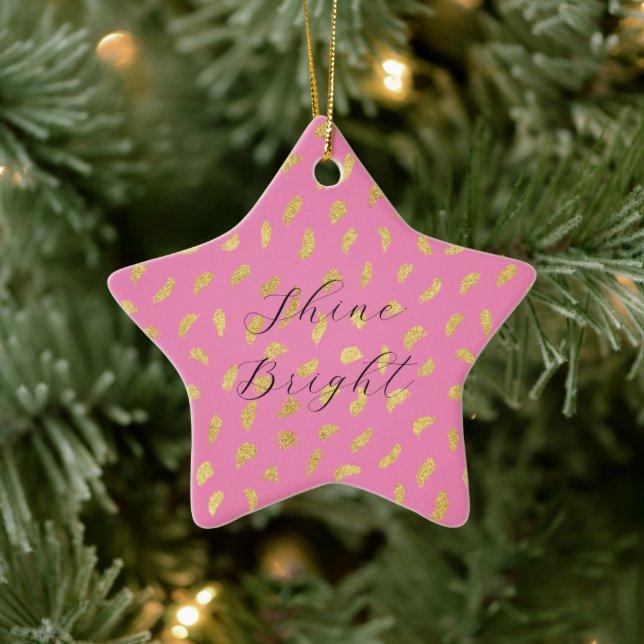 Pretty Gold Glam Pink Abstract Ceramic Tree Decoration (Tree)