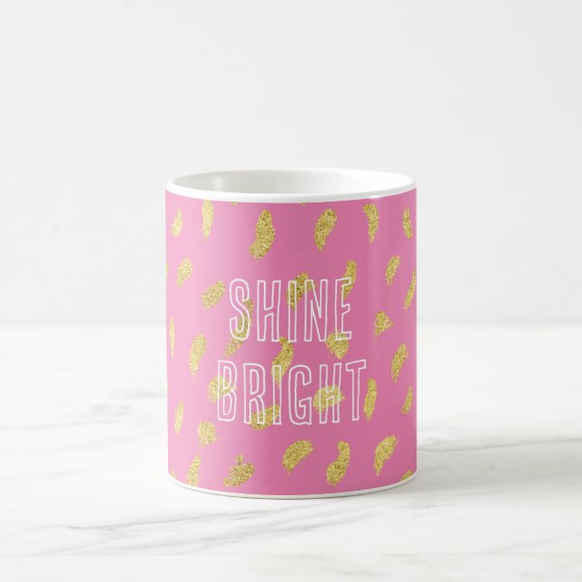 Pretty Gold Glam Pink Abstract Coffee Mug (Center)