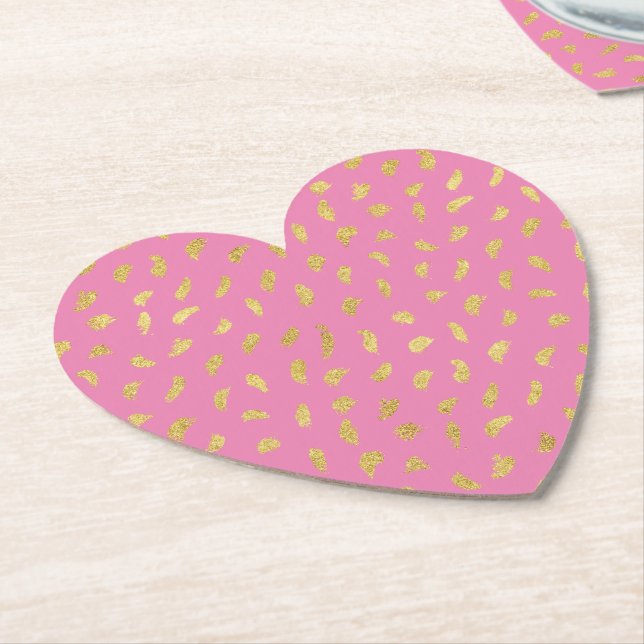 Pretty Gold Glam Pink Abstract Paper Coaster (Angled)