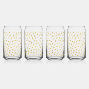 Pretty Gold Glam White Abstract Can Glass