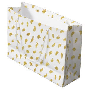 Pretty Gold Glam White Abstract Large Gift Bag