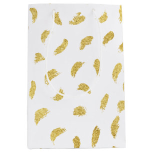 Pretty Gold Glam White Abstract Medium Gift Bag