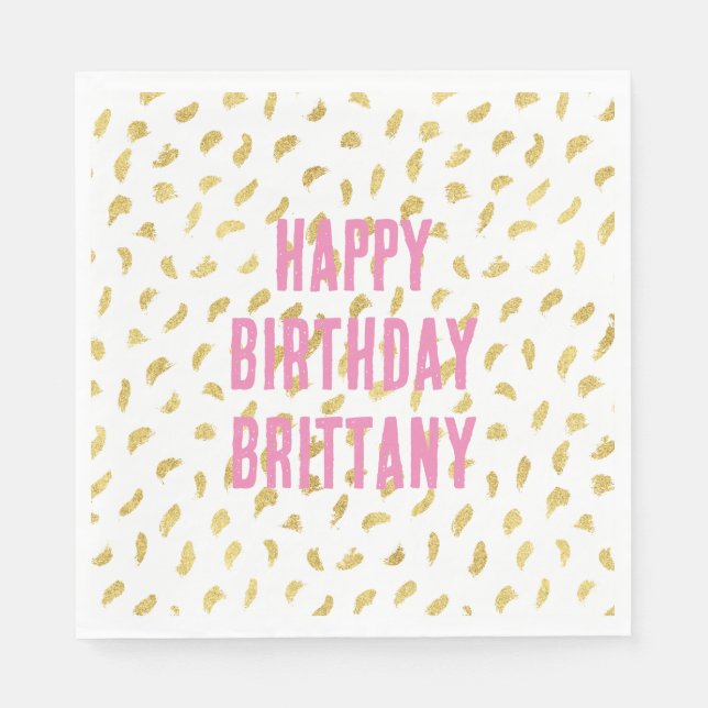 Pretty Gold Glam White Abstract Napkin (Front)