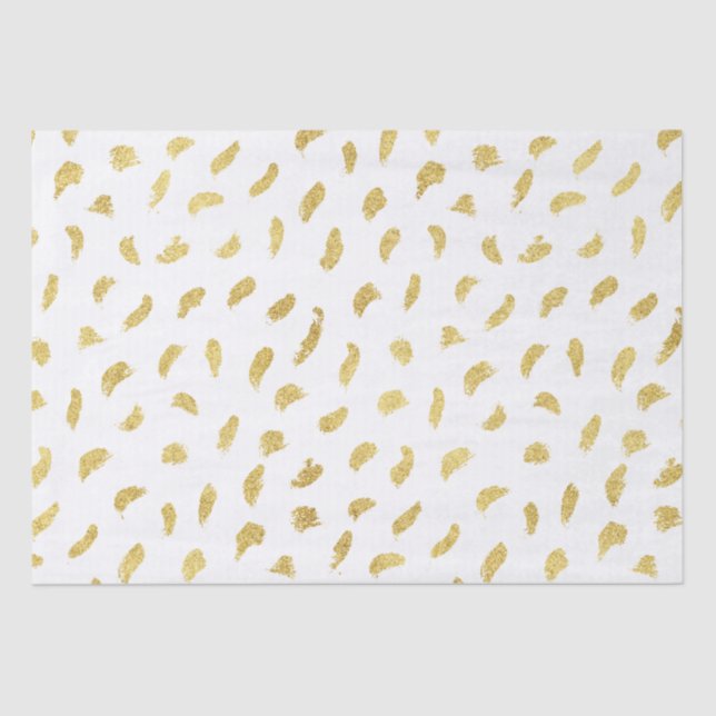 Pretty Gold Glam White Abstract Tissue Paper (Front)