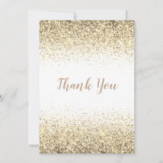 Pretty Gold Glitter Simple Modern Thank You Card