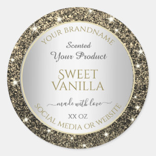 Pretty Gold Glitter Stars Product Packaging Labels