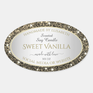 Pretty Gold Glitter Stars Product Packaging Labels
