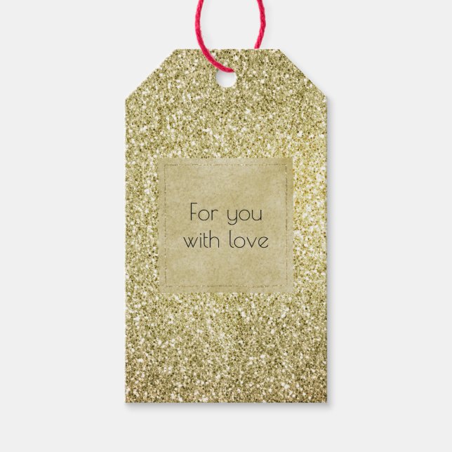 Pretty Gold Glitzy Glitter   Gift Tags (Front)